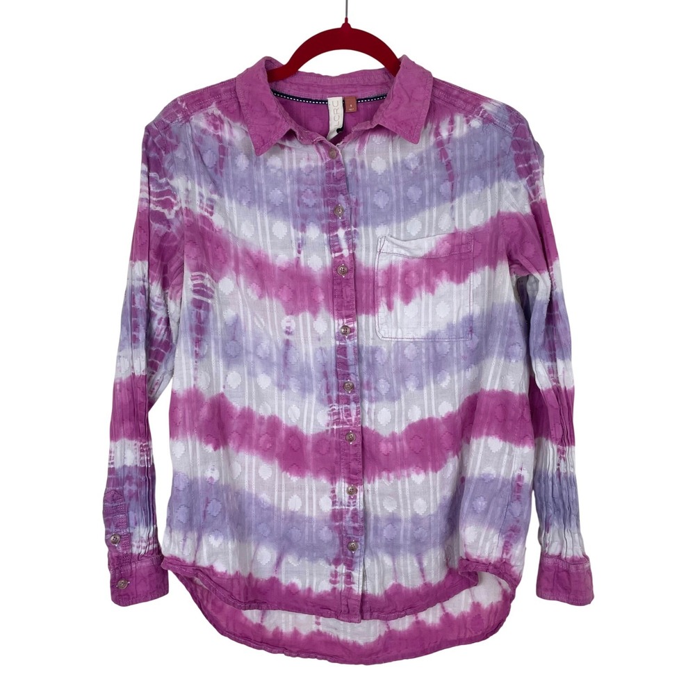 Pilcro Anthropologie Top Sz S %100 Cotton Button Up Boho Colorful Long Sleeve